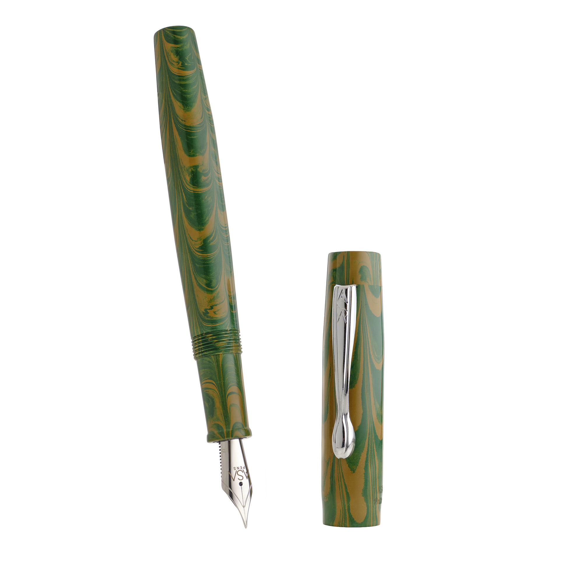 PRITHVI BROWN GREEN RIPPLED 3 ASA Prithvi Fountain Pen - Image 1
